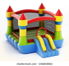 Bounce House Isolated On White Background. 3D Illustration.