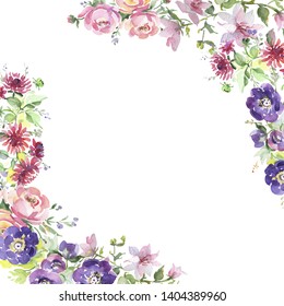 Bouquet floral botanical flowers. Wild spring leaf wildflower isolated. Watercolor background illustration set. Watercolour drawing fashion aquarelle isolated. Frame border ornament square.