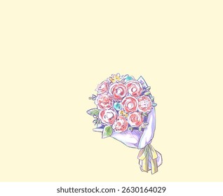 Bouquet of roses and carnations