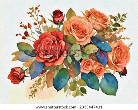 A Bouquet of Roses is a series of watercolors paintings on paper. Painted in an expressionist style with abstract genre.