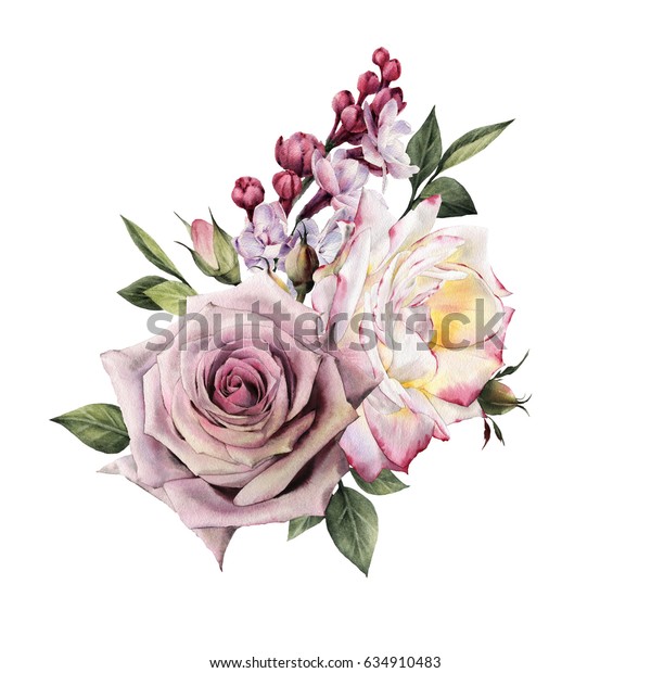 バラの花束 水彩 グリーティングカード 結婚式 誕生日 その他の祝日や夏の背景に招待カードを使用できます のイラスト素材