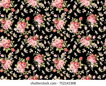 Cute Small Flower Pattern On Black Stock Vector (Royalty Free ...