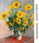 Bouquet of Sunflowers (1881) by Claude Monet, high resolution famous painting.