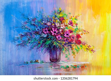 Bouquet Of Wild Flowers. Impressionist Style.