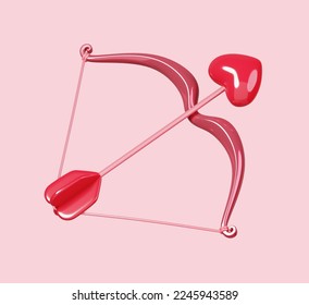 Bow with Cupid arrow isolated on pastel pink background. 14 February Happy Valentine's Day icon. 3D rendering  - Powered by Shutterstock