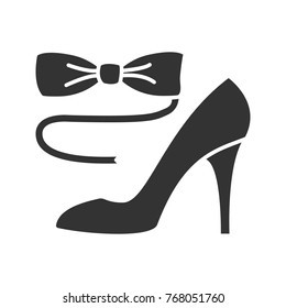 Bow Tie And High Heel Shoe Glyph Icon. Silhouette Symbol. Party Dress Code. Negative Space. Raster Isolated Illustration