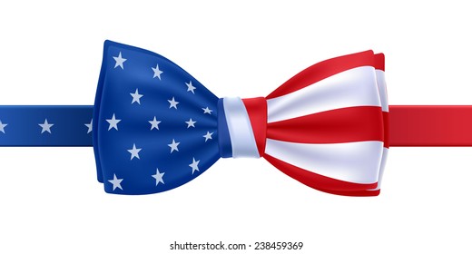 Bow tie with USA flag illustration. United States symbol on white background. Stars and stripes. National celebrations design. - Powered by Shutterstock