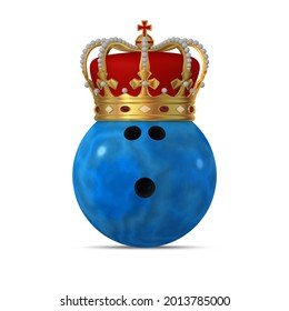 Bowling ball in Golden Royal Crown. 3D Illustration.
Concept of success in Bowling competition.