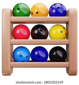 Bowling Ball Storage Rack 3D Illustrations