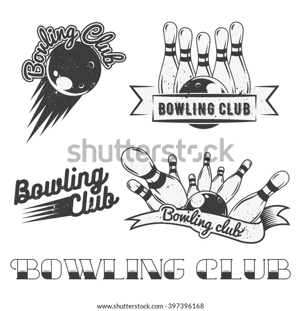 Bowling Club Logo Set Vintage Style Stock Illustration 397396168