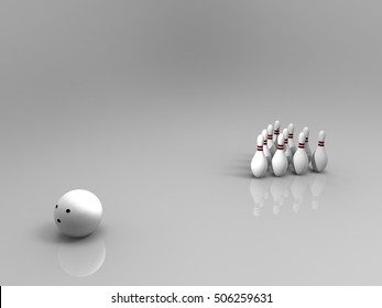 Bowling on background. 3D rendering.