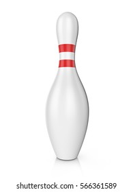 Bowling Pin On A White Background. 3d Illustration.