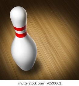 Bowling Pin Single Bowl Sport Wood Floor Blank Background Frame Announcement