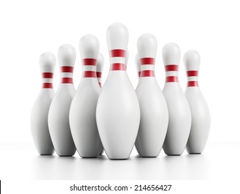 Bowling Pins Isolated On White Background.