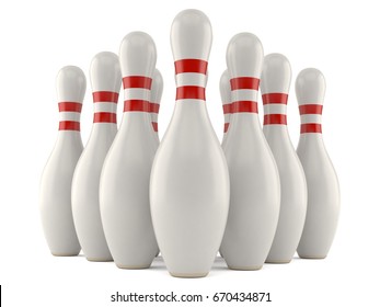 Bowling pins isolated on white background. 3d illustration
