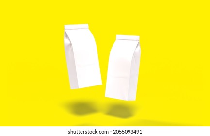 Box Bag coffe packing and cup, yellow white 