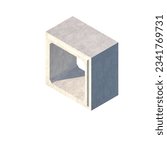 Box Culvert Concrete 150x150x120 3D Illustration Render