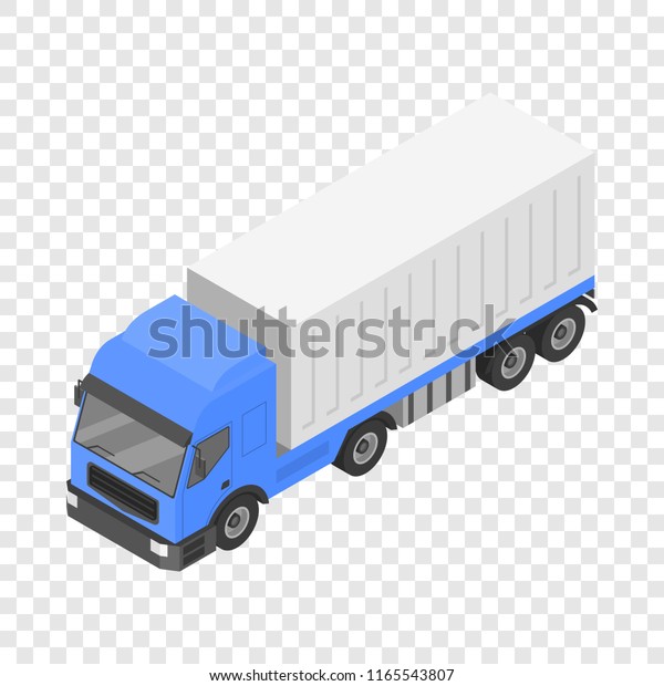 Box delivery truck icon. Isometric\
of box delivery truck icon for on transparent\
background