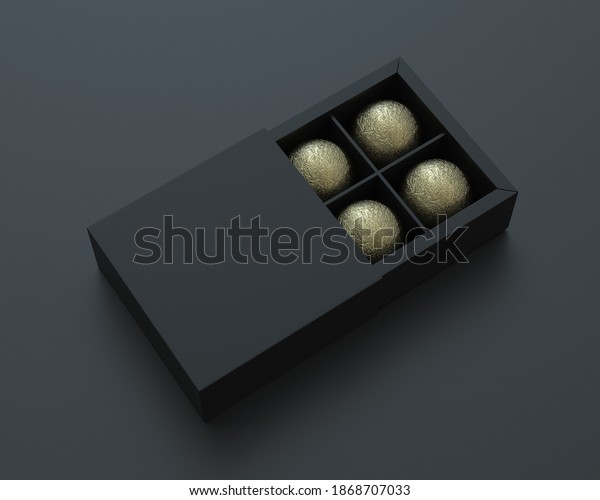 Download Box Four Round Chocolates Mockup Template Stock Illustration 1868707033