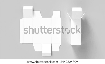 Box mock up isolated on white background. Cosmetics or medicine box mock up. 3D illustration. 
