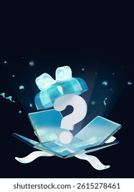 Box with question mark 3D graphic lucky random box
