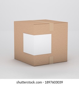 Box Sticker Mockup Isolated On Soft Color Backgroun; 3D; 3D Illustration