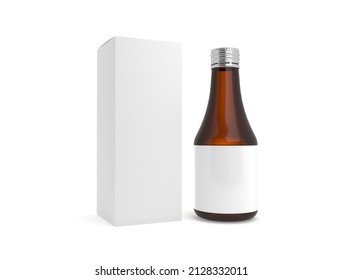 Box and Syrup bottle 3d model on white background
