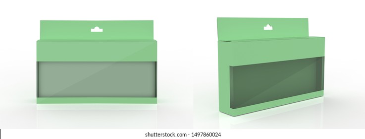 box with transparent window on white background. 3d illustration 