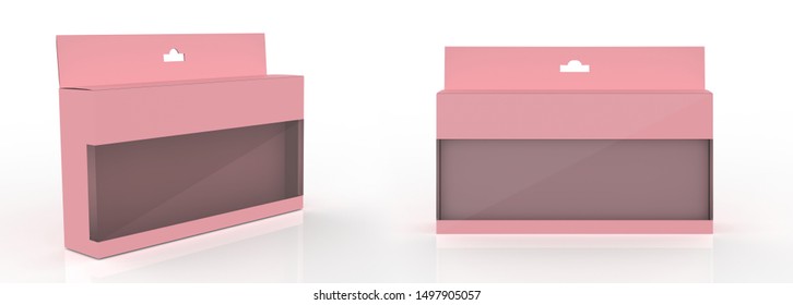 box with transparent window on white background. 3d illustration 