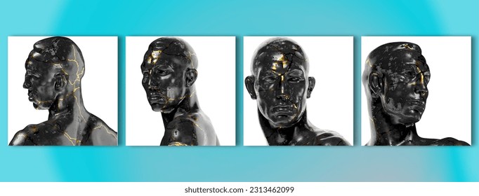 Boxer Emil Andreasen Black glossy marble and gold statue. Perfect for graphic design, social media
 - Powered by Shutterstock