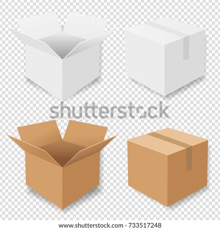 Boxes Set Isolated, Isolated on Transparent Background