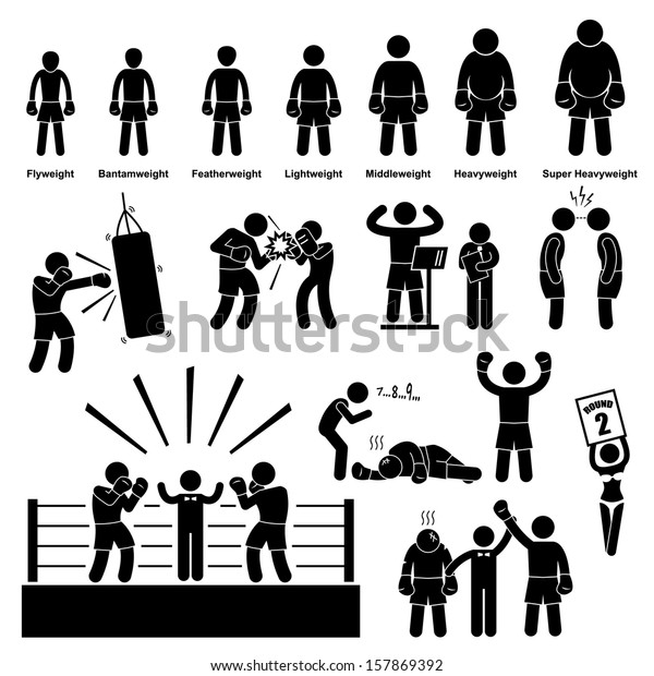 Boxing Boxer Stick Figure Pictogram Icon のイラスト素材