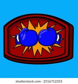 Boxing club logo. Color illustration in grunge textured boxing gloves with rays.  illustration on a sports theme.  - Powered by Shutterstock