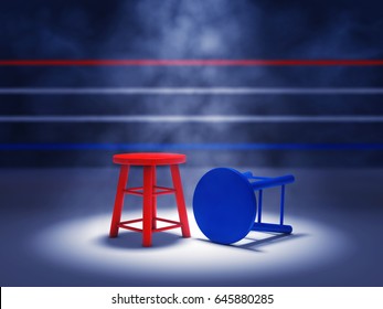 Boxing Fight Winner And Loser Concept , Boxing Match Knockout , 3d Illustration