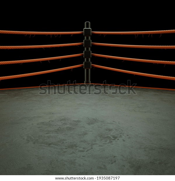 Boxing ring isolated on black background High\
resolution 3d\
render