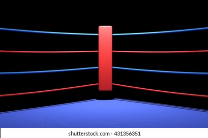 Boxing ring red corner with spotlight on dark background, competition concept, 3D rendering - Powered by Shutterstock