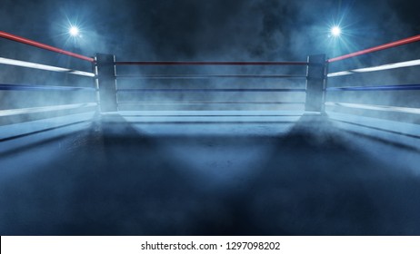 Boxing ring in the spotlight (3D Rendering) - Powered by Shutterstock