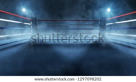 Boxing ring in the spotlight (3D Rendering)
