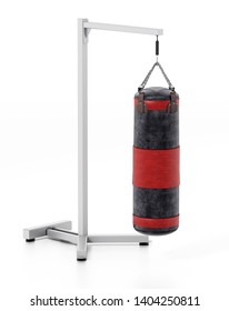 Boxing Sandbag Hanging On The Chain. 3D Illustration.