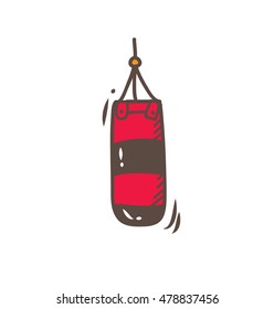 Boxing Sandbag Icon In Doodle Style