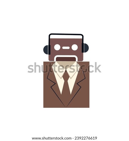 a boxy robot in a suit, vector illustration 