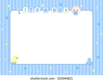 It's A Boy Baby Boy Arrival Announcement Background / Party Frame