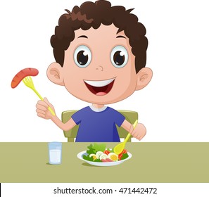 Kid Happy Steakvector Illustration Stock Vector (Royalty Free ...