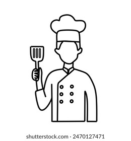 Boy Chef Lineart Vector Illustration, Cooking Icon, Chef, Memasak, Koki, Food and Drink, coloring books - Powered by Shutterstock