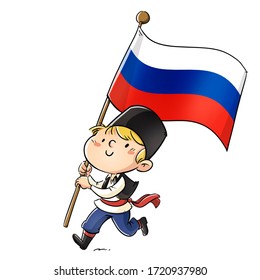 Boy With Clothes And Russian Flag