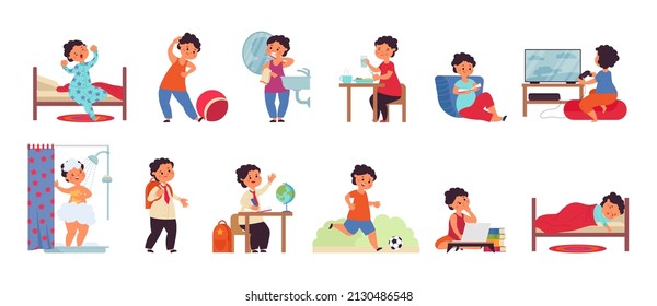 1,828 Boy Daily Activities Cartoon Images, Stock Photos & Vectors 