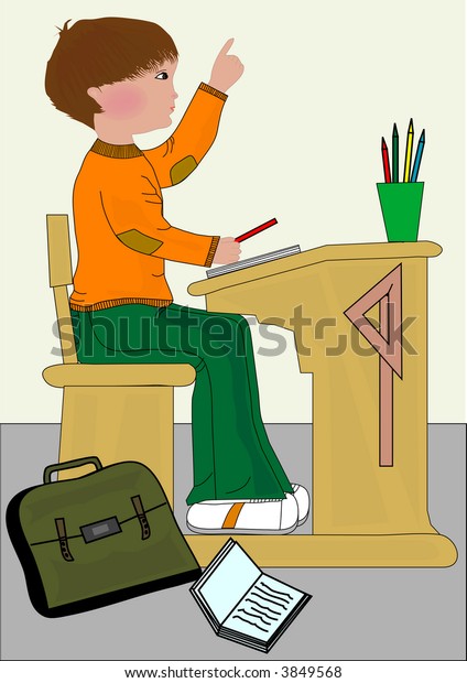 Boy Doing School Work Illustration Stock Illustration 3849568