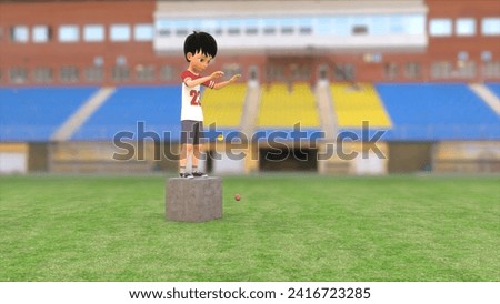 boy dropping ball physics Gravitational Force experiment 3d illustration