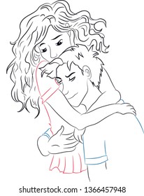 Boy Girl Hugging Stock Illustration 1366457948 | Shutterstock