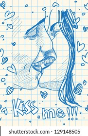 Boy Girl Kiss Sketch Images Stock Photos Vectors Shutterstock